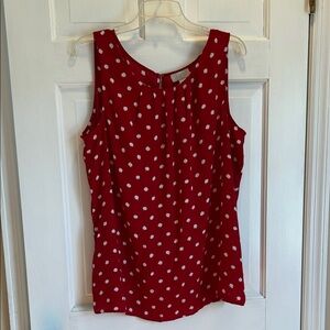 LOFT Outlet Women’s Red Jagged Polka Dot Sleeveless Shell Top NWT Size XL
